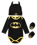 Summer Cute Batman Newborn Baby Boys Infant Rompers + Shoes +Hat 3Pcs