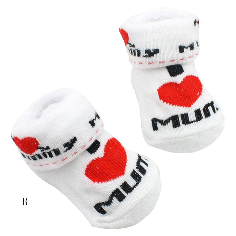 0-6M baby socks " I Love Dad or Mum" Baby Infant Boy  & Girl